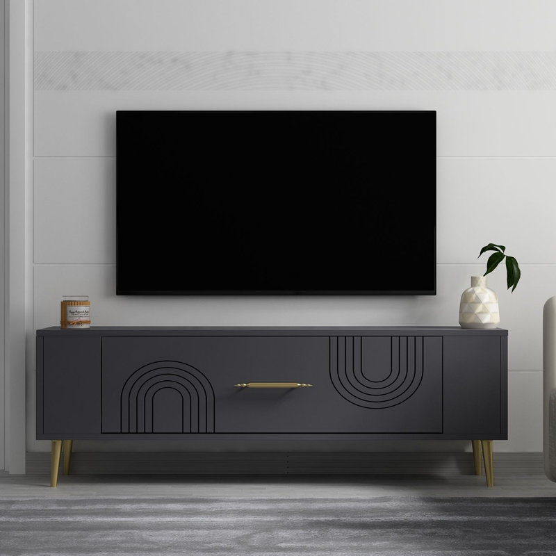 Olivia Unfinished TV Stand, 120cm, Grey/Gold