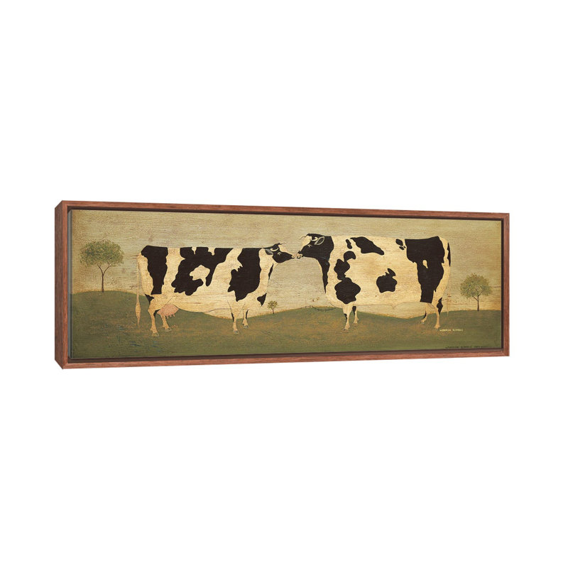 «Kissing Cows» - reproduction d'art murale, H 24 po x l 72 po, Reproduction encadrée sans passe-partout, Brun