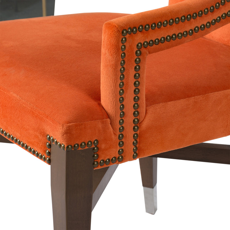 Fauteuil Hazlehurst, Velours orange, Brun