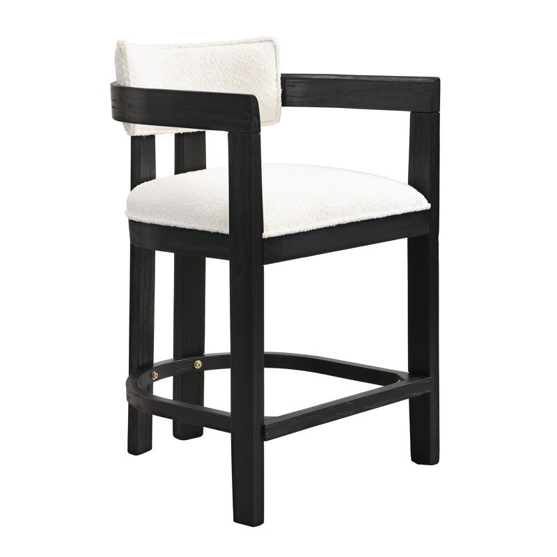 Tabourets de bar rembourrés 26 po Evesham, Siège beige bouclé / cadre noir