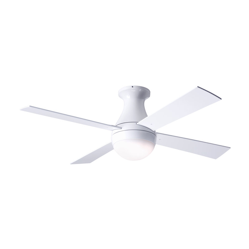 Ball LED Flush Mount Ceiling Fan, Brushed Aluminum, White, Fan Speed and Light Control (3-wire)