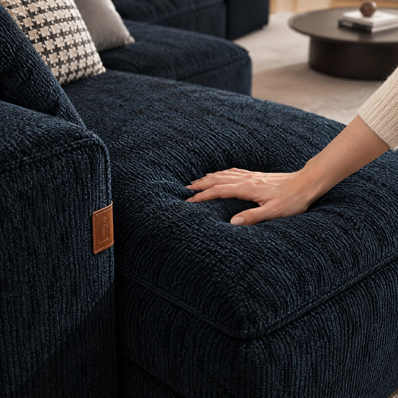 Canapé modulaire à nuage compressé NOIR, L 156 po x P 78 po x H 24 po, Plain Weave