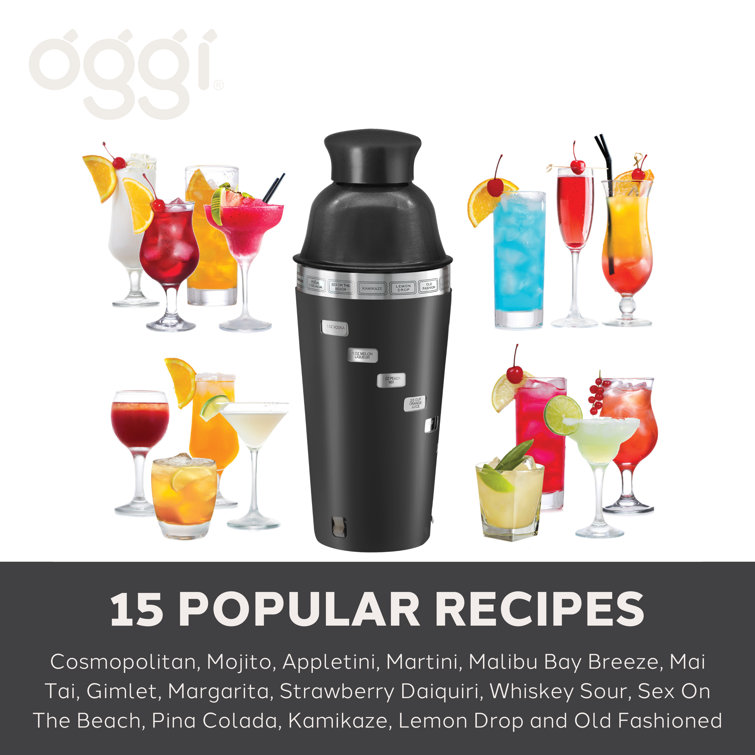 Oggi Dial-A-Drink 34 oz Black Stainless Steel Cocktail Shaker