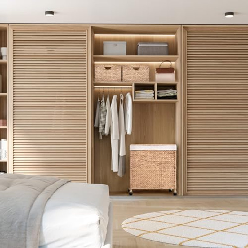 Ensemble de corbeille à linge tissé à la main Premium Premium avec poignées de transport, rangement pour vêtements, literie, draps, jouets, rotin, ensemble de paniers 3 pièces