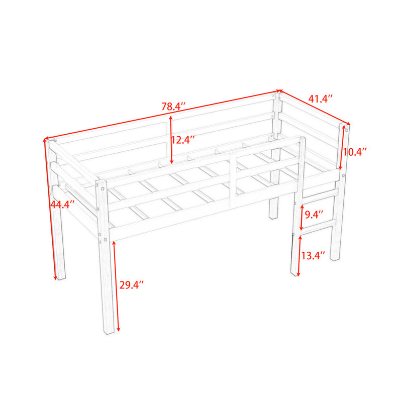 Lit mezzanine en bois avec échelle