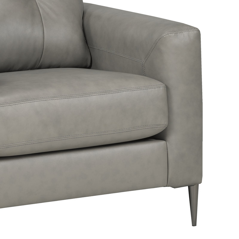 Fauteuil capitonné en cuir véritable de 38 po de largeur, Cuir véritable os