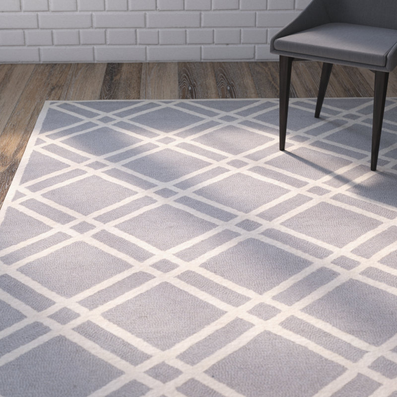 Deedgra Hand Tufted Wool Geometric Rug, Rectangle 2' x 3'