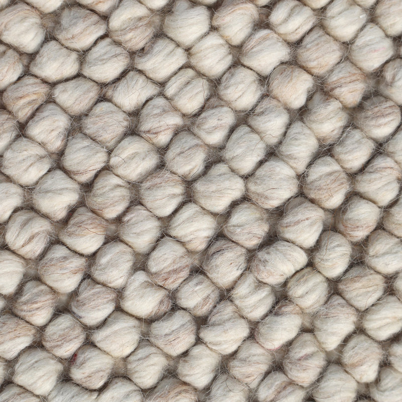 Bubble Polka Dot Handmade Flat Ivory Pile Weave Wool Area Rug By Tufty Home, Rectangle 5' x 8'