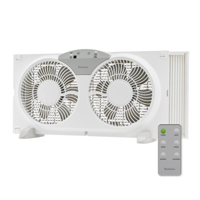 9" Twin-Blade Digital Window Fan, Reversible Airflow, 3 Speeds, Remote Control