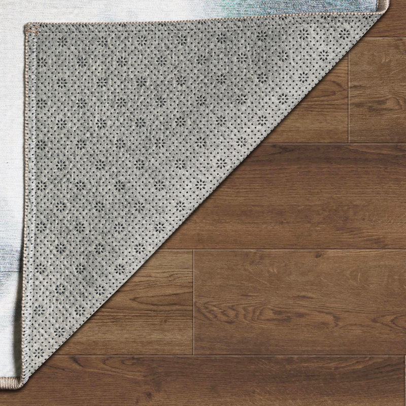 Tapis lavable lavable à fleurs crème bleu 2,5 x 7, Tapis de couloir 2 pi 5 po x 7 pi