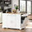 Fluted Kitchen Island With Tilt-out Trash Can, Power Outlet, Internal Storage Rack, 3 Drawers And 3 Open Side Racks-106436476