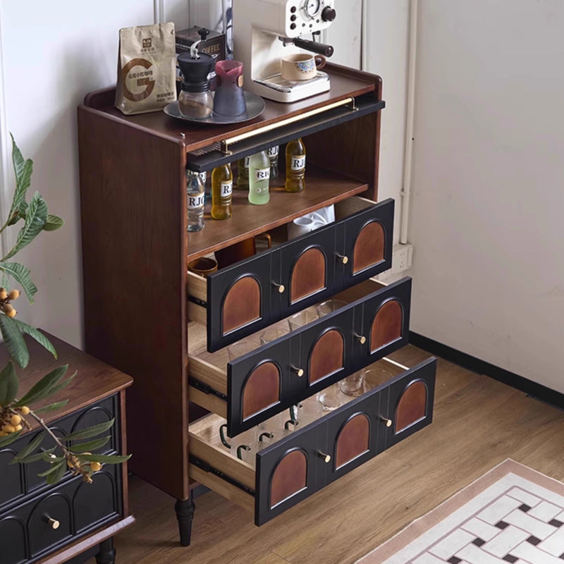 Nut-brown+Black Solid Wood+Glass Display Cases
