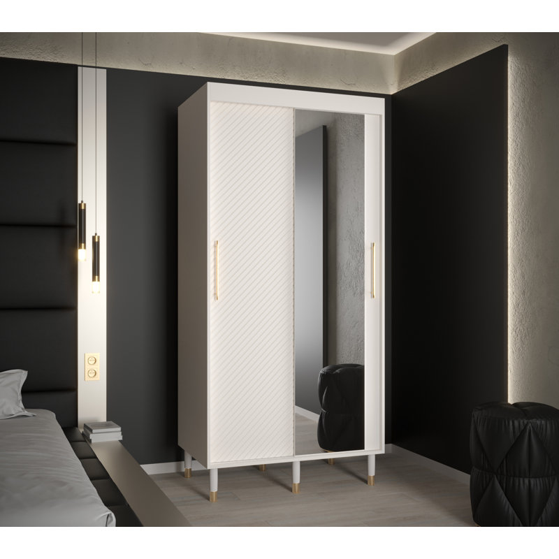 Acquanette 2 Door Manufactured Wood Wardrobe, 208" H x 100" W x 62" D, White