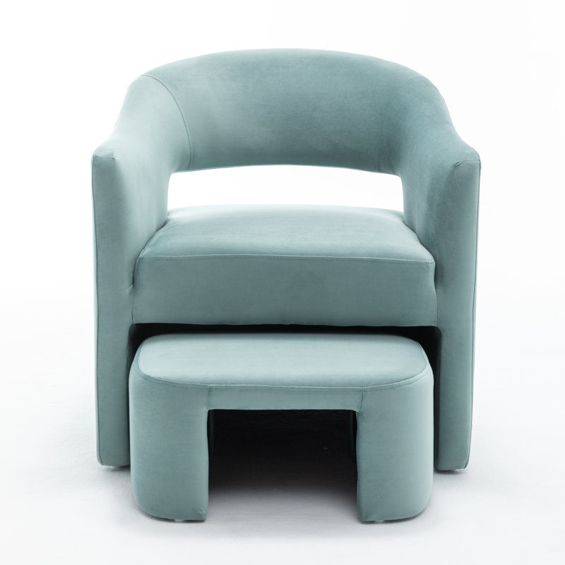 Fauteuil demi-tonneau avec repose-pieds Kyah, Bleu