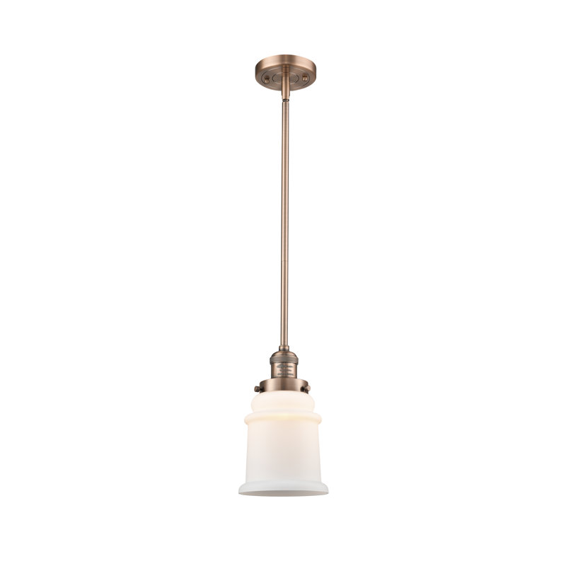 Luminaire suspendu en forme de cloche à 1 lumière Galaviz, Boîtier blanc mat, Cuivre antique, Ampoule non incluse