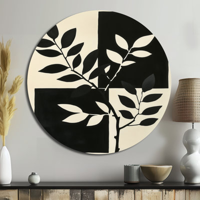 Silhouettes de feuillage modernes - Décoration murale ronde en métal en forme de feuilles
