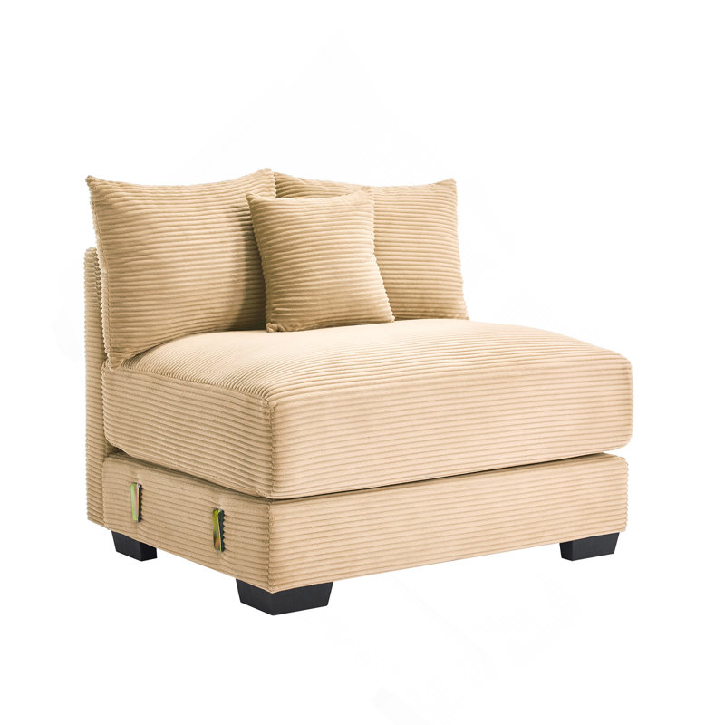 28 Armless Sofa W/Pillows Corduroy-Camel