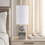 Lampe de table moderne en marbre avec base cubique pour décor de chambre à coucher - Petite lampe d'appoint pour chevet, bureau ou décor de salon - 26 po, gris et blanc