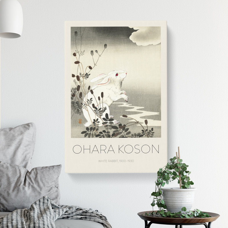 Rabbit at Full Moon Print by Ohara Koson - Wrapped Canvas, 60cm H x 40cm W x 3cm D