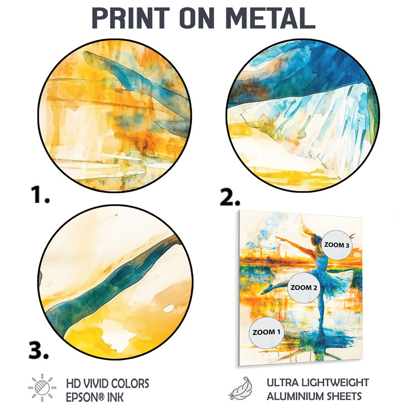 Watercolor Dancer Soft Ethereal Movement II - Ballet Metal Wall Decor, Glam Metal Print, 32" H x 16" W x 0.84" D