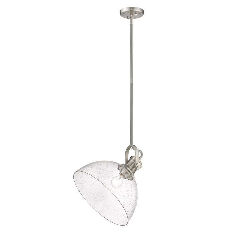 Bales 1-Light Dimmable Dome Pendant, Pewter, Seeded Glass