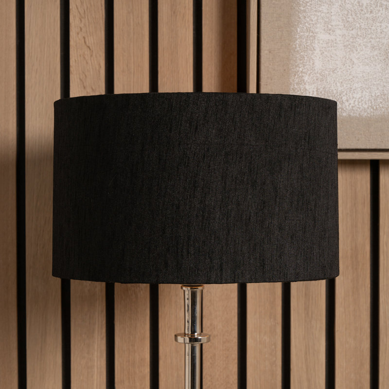 Blended Fabric Drum Lamp Shade ( Uno ), 20cm H x 35cm W x 35cm D, Black