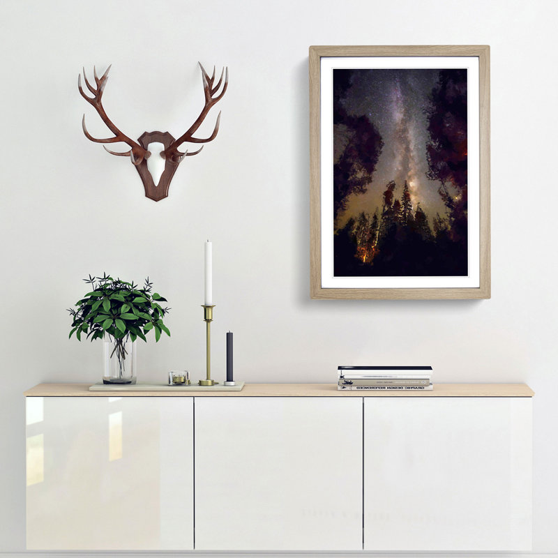 Stars Above the Trees - Picture Frame Graphic Art Print, Oak Framed, 65cm H x 48cm W x 2cm D