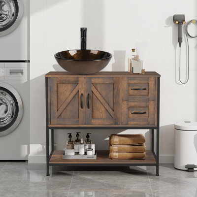 Free-Standing Farmhouse Single Bathroom Vanity With Sink