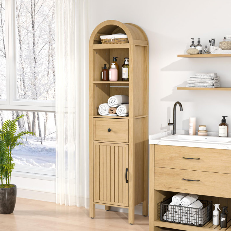 Armoire de rangement de 64 po de hauteur avec tablettes réglables, Chêne