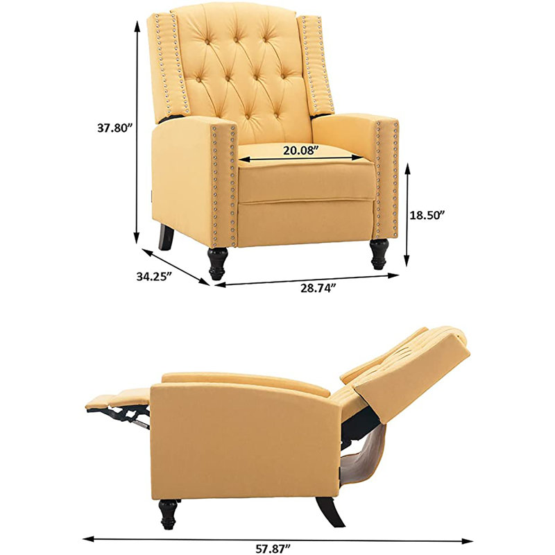 Fauteuil inclinable oscillant de 29 po de large Chiszar, 100 % lin jaune