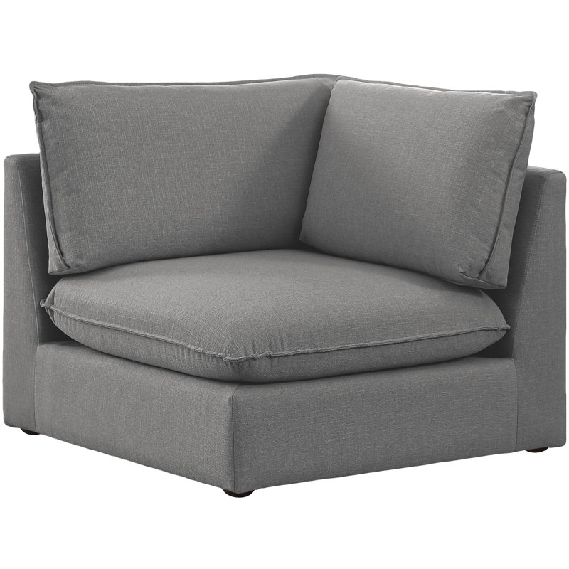 Lin durable sans accoudoirs Tupman Beige, Tissu gris texturé en lin