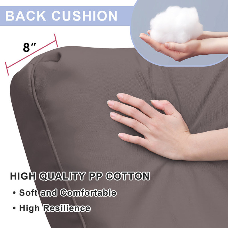 Coussin de chaise longue d'extérieur 5,5 po (ensemble de 2), Brun