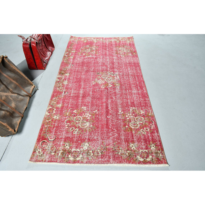 Tapis turc vintage rétro Oushak rose pour revêtement de sol décoratif idéal pour le bureau