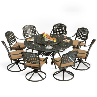 Round 8 - Person 61" L Outdoor Dining Set