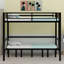 Metal Bunk Bed, Lower Bunk Can Be Pulled Out In Three Sections, Top Bunk Equipped With Safety Rails