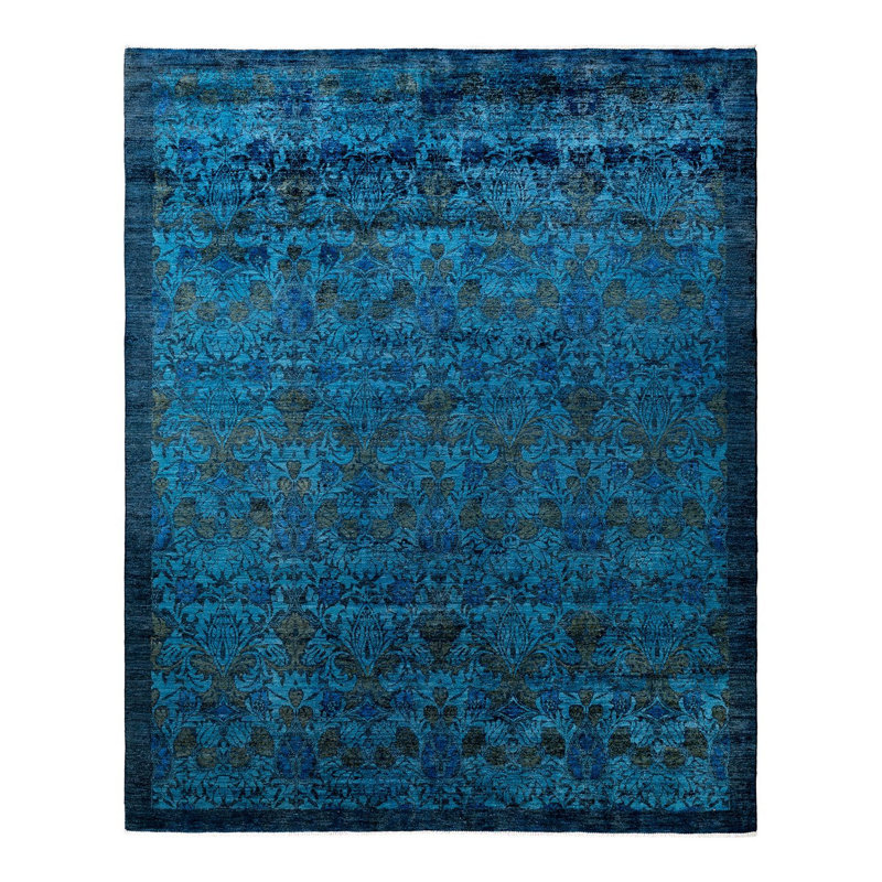 Tapis bleu nouvel âge 9 pi 10 po x 8 pi 1 po Corina