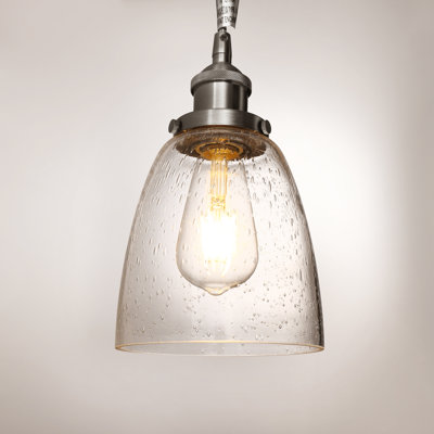 Luminaire suspendu simple à 1 lumière avec abat-jour en verre transparent