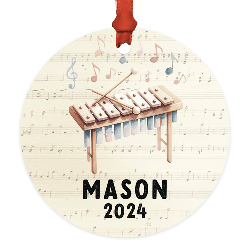 Ornement de Noël personnalisé en métal pour arbre xylophone, Oui