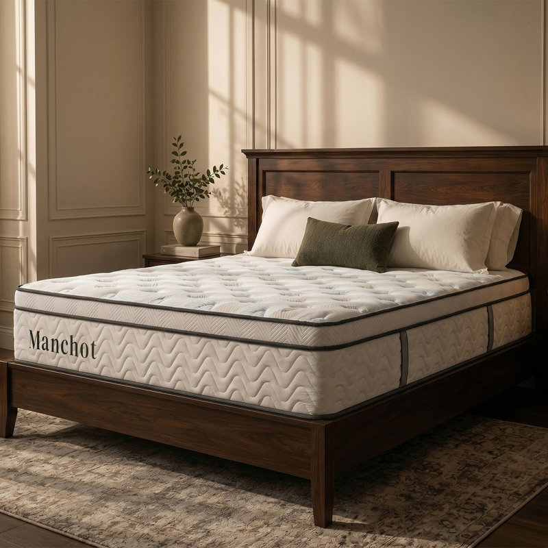 Manchot 12'' Hybrid Queen Mattress, Medium Firm, Reinforced Center Support, 12", Queen
