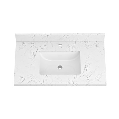 37' Engineer Stone Single Bathroom Vanity Top With Sink