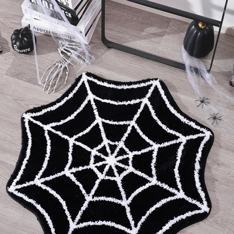 Tapis de salle de bain Spider Web, Demi-cercle, Orange demi-toile
