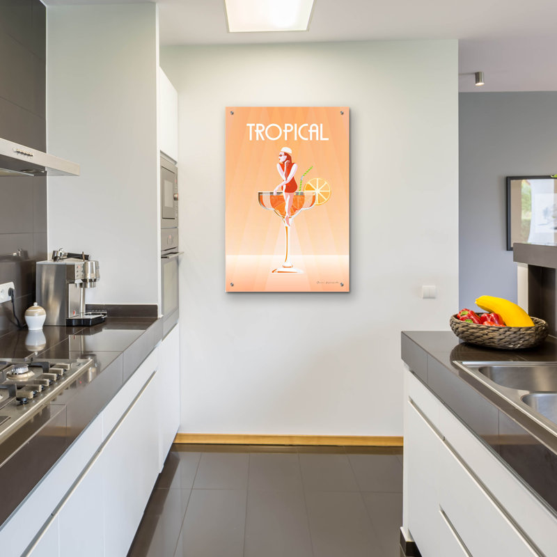 Art mural en verre «Tropical Drink» par Omar Escalante, H 36 po x l 24 po x P 0,2 po