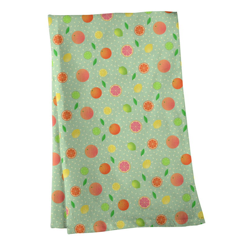 Serviette de thé à motif de fruits à agrumes Mcguigan, Polyester sergé, Chartreuse