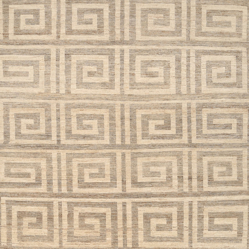 Tapis beige contemporain, Carré 8 pi x 8 pi