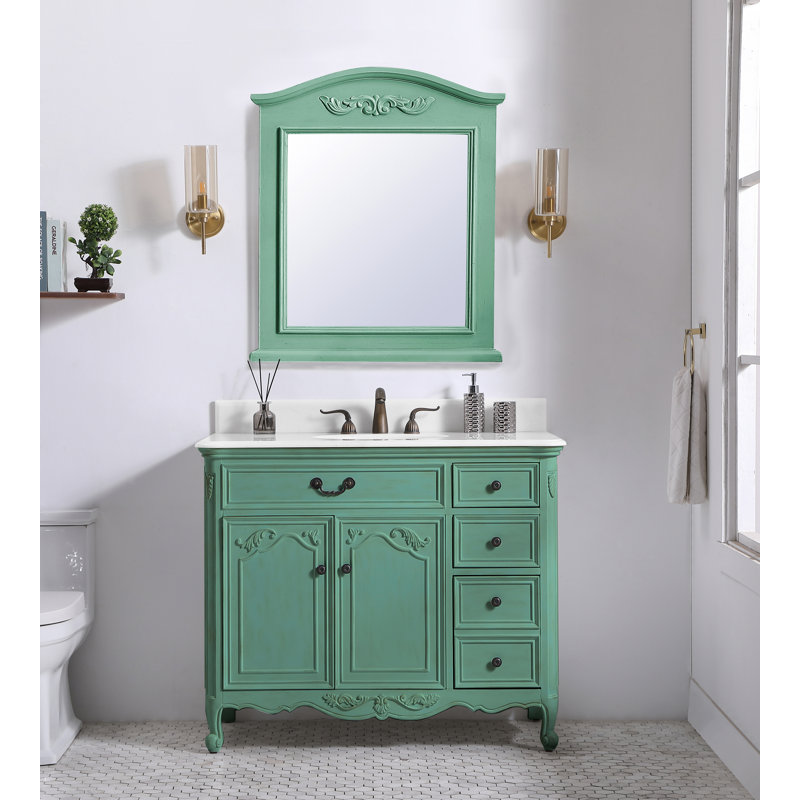 Ensemble de meuble-lavabo simple 42 po Angelique, Menthe rétro, Blanc pur