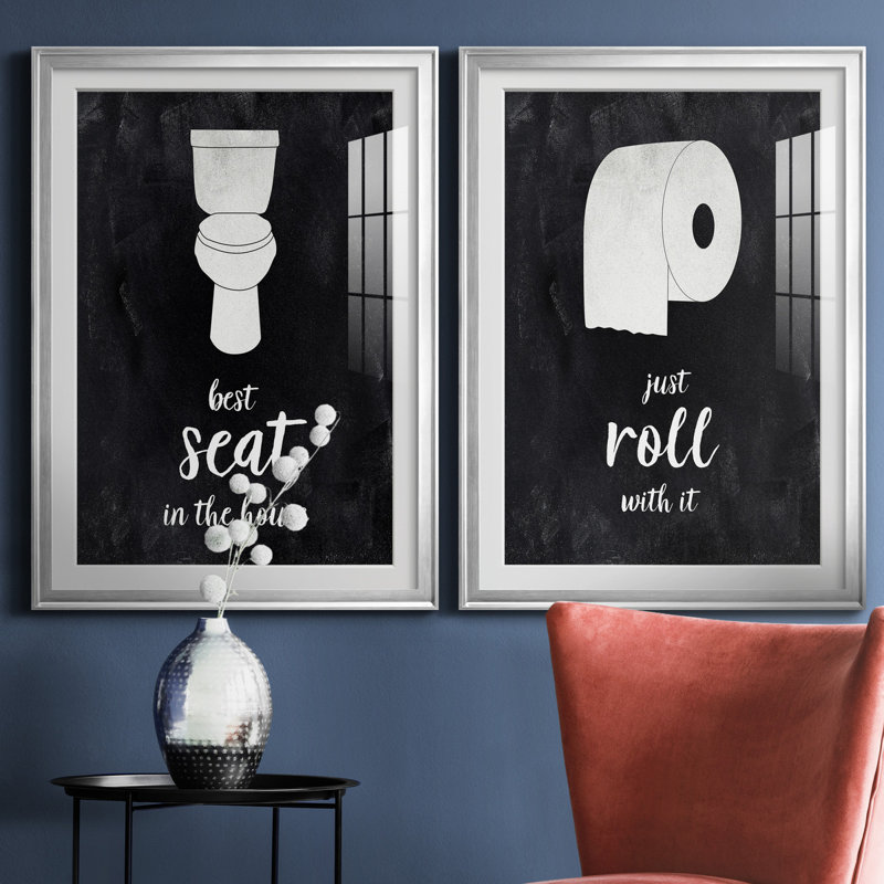 «Best Seat», ensemble de 2 reproductions d'art textuel, Impression encadrée avec passe-partout, H 30,5 po x l 85 po
