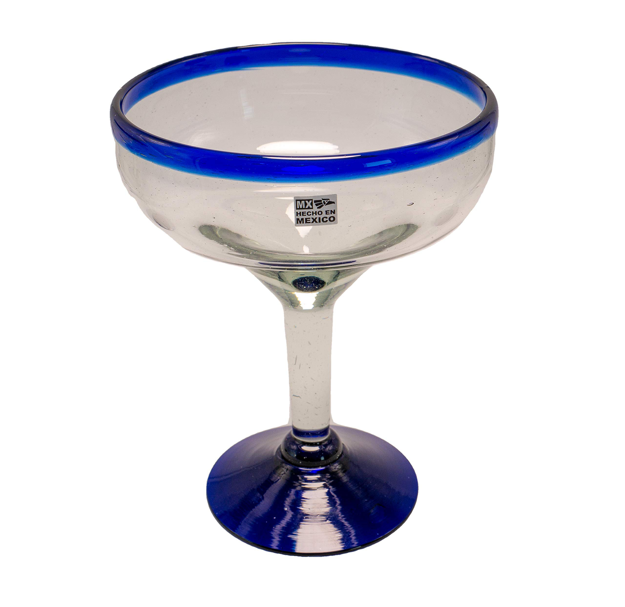 Set of 4 Aqua Blue Hand Blown Margarita Glasses 12 oz., Size: One Size