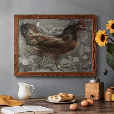Poule rouge encadrée sur toile