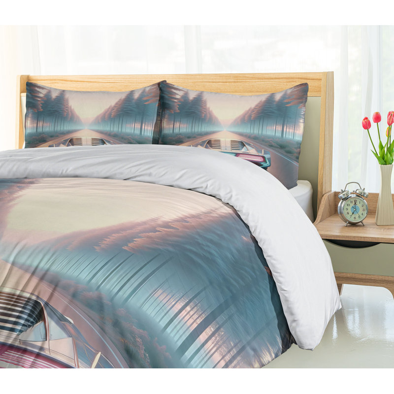 Retrowave Duvet Cover, King Duvet Cover + 2 Standard Shams