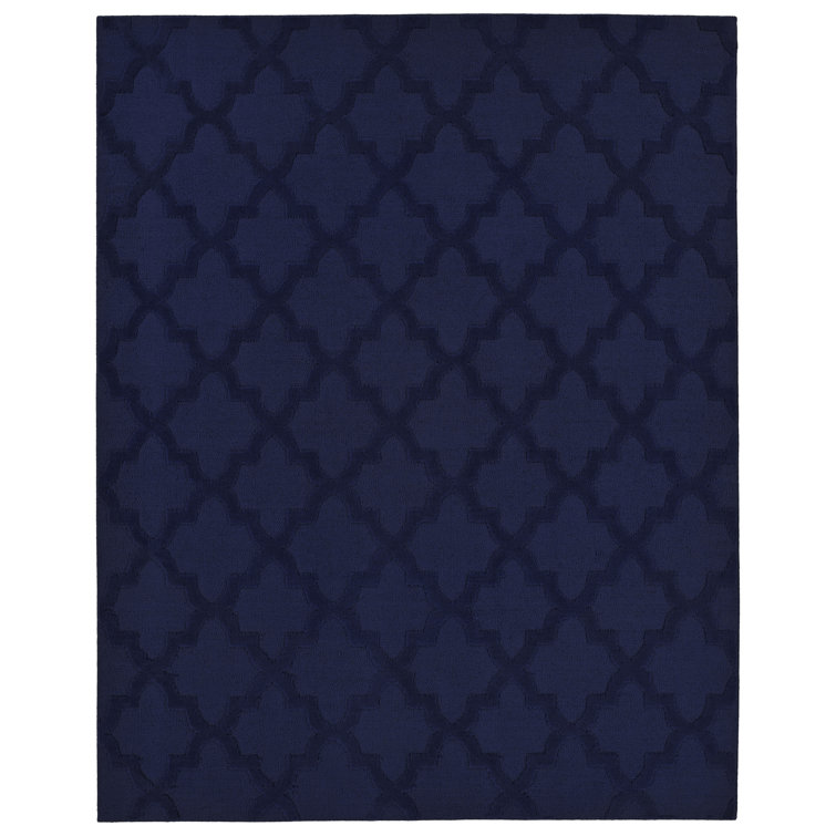 Navy Nasturtium Cut-loop Trellis Area Rug by